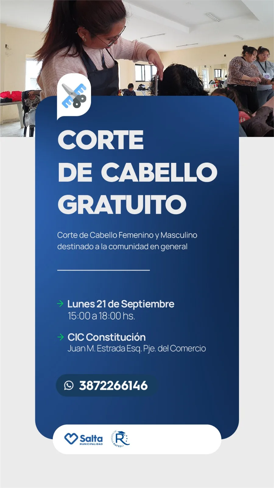 CORTE DE CABELLO UNISEX GRATUITO- CIC CONSTITUCION