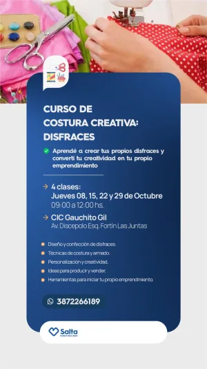 CURSO DE COSTURA CREATIVA: DISFRACES - CIC GAUCHITO GIL
