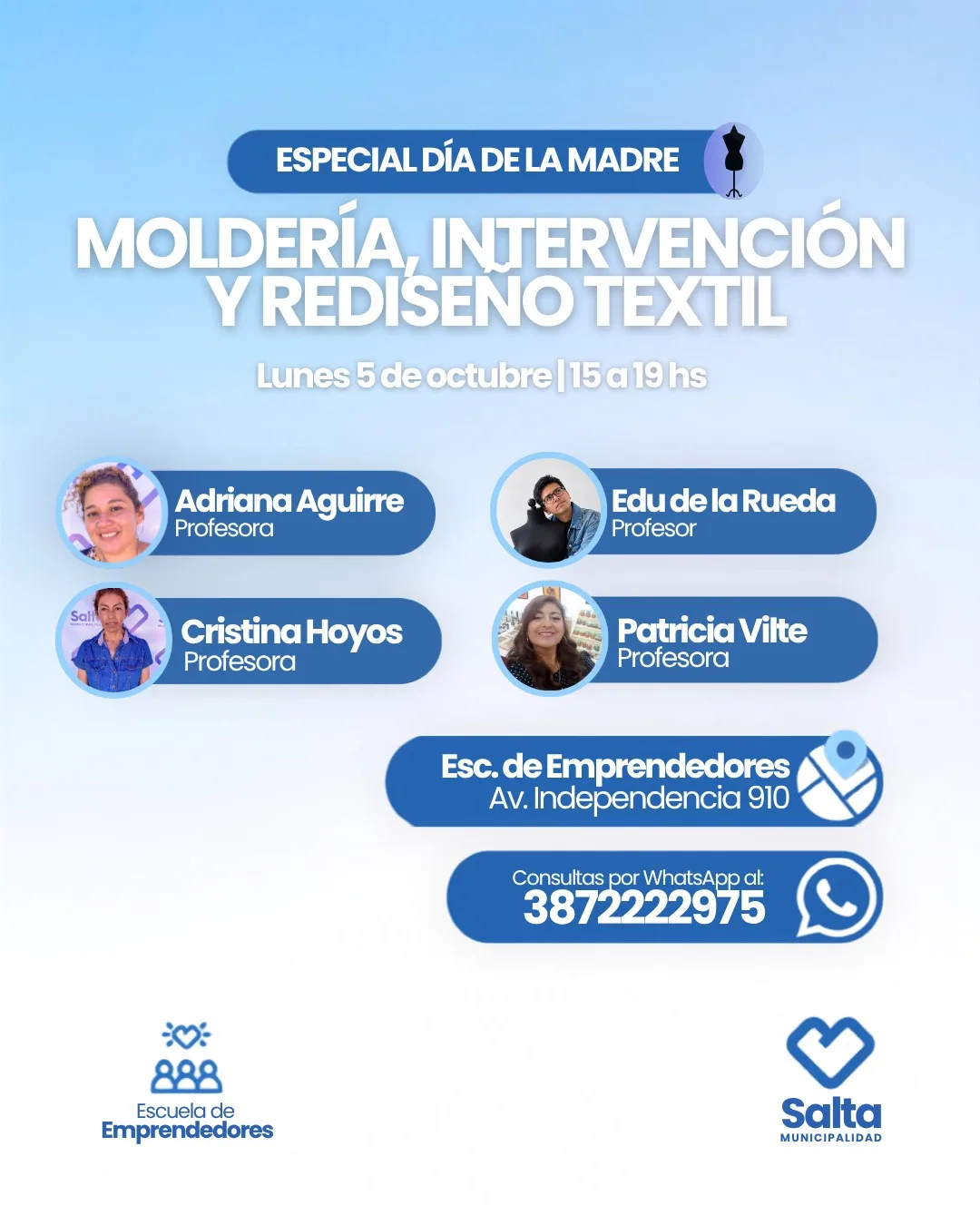 Moldería, intervención y rediseño textil: Especial día de la madre - 05/10/2026