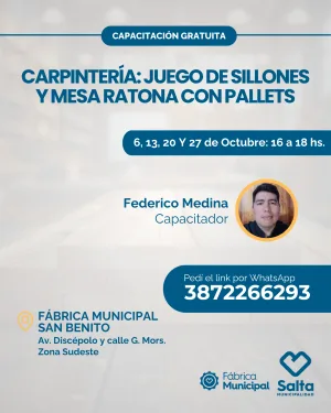Taller de Carpintería: Sillones y mesa ratona con pallets - 6/10/26