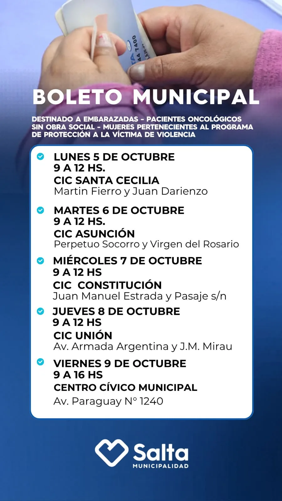 BOLETO SOLIDARIO- MARTES 6 DE OCTUBRE CIC ASUNCION
