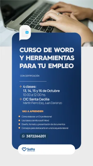 CURSO DE WORD Y HERRAMIENTAS PARA TU EMPLEO - CIC SANTA CECILIA