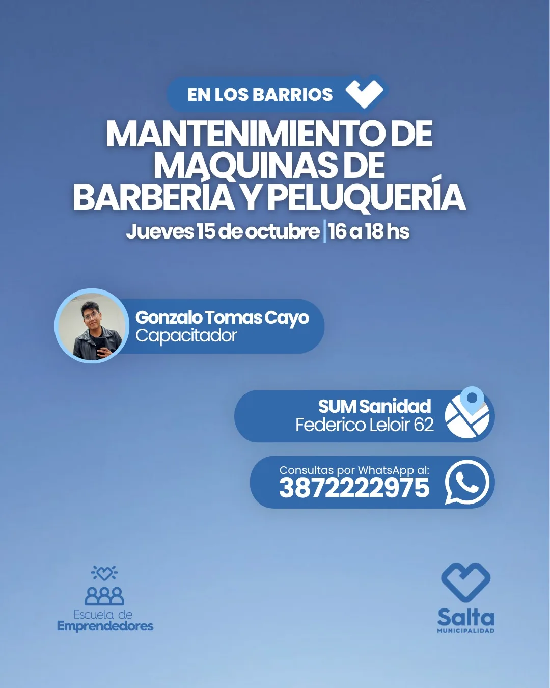 Mantenimiento de máquinas de barbería y peluquería - 15/10/2026