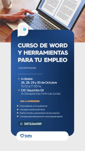 CURSO DE WORD Y HERRAMIENTAS PARA TU EMPLEO - CIC GAUCHITO GIL