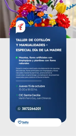 TALLER DE COTILLON Y MANUALIDADES - ESPECIAL DIA DE LAS MADRES - CIC SANTA CECILIA