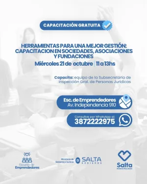 Herramientas para una mejor gestión: Capacitación en sociedades, asociaciones y fundaciones - 21/10/2026