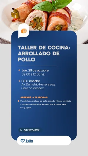 TALLER  DE COCINA: ARROLLADO DE POLLO