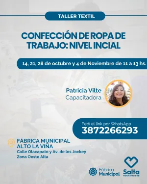 Confección de ropa de trabajo: Nivel Inicial - 14/10/26